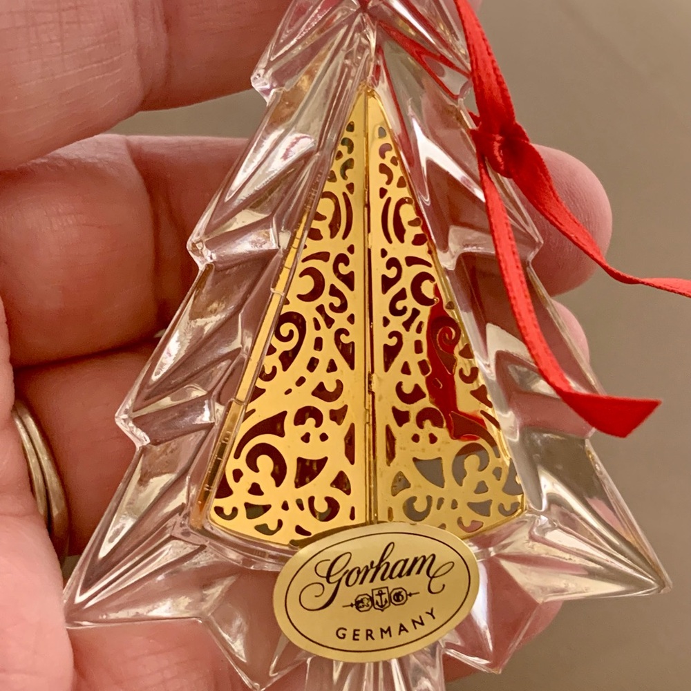 Gorham Crystal and Gold Colored Christmas Ornament